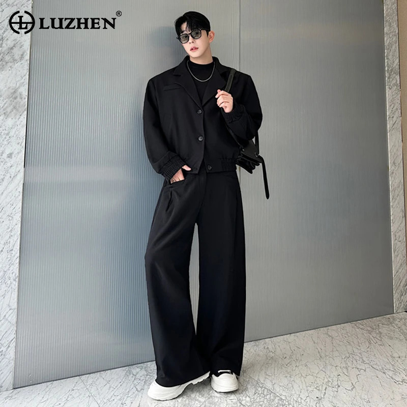Street Fashion Men - LUZHEN Spring Blazer Neck Casual Jacket