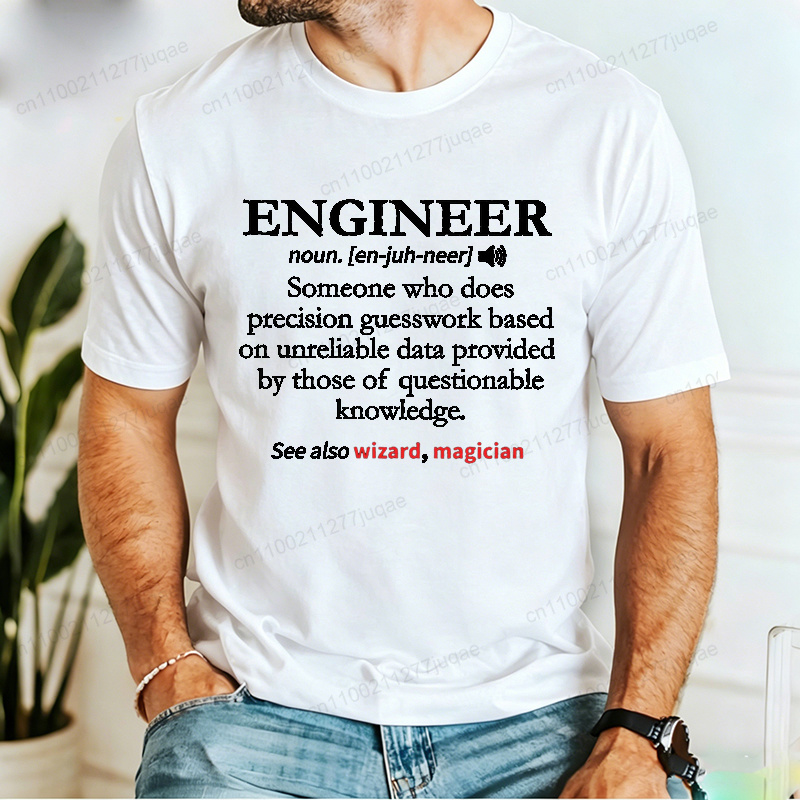 Street Fashion Definition - Summer Men's Retro T-Shirts Engineer Definition