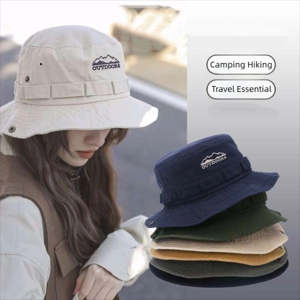 Bucket Hat Embroidered - Camping Mountain Climbing Hat Unisex Fashion