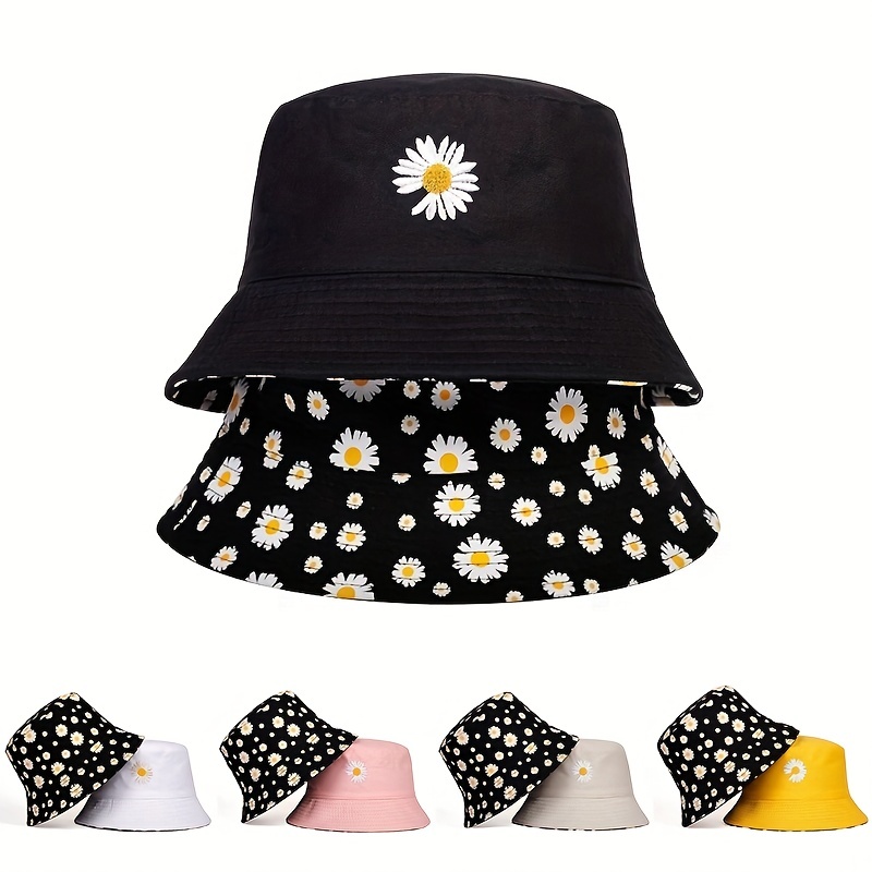 Summer Daisy Double-Sided  Buc - Bucket Hat Embroidered 评论和价格