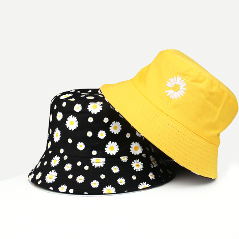 Summer Daisy Double-Sided  Buc - Bucket Hat Embroidered 评论和价格