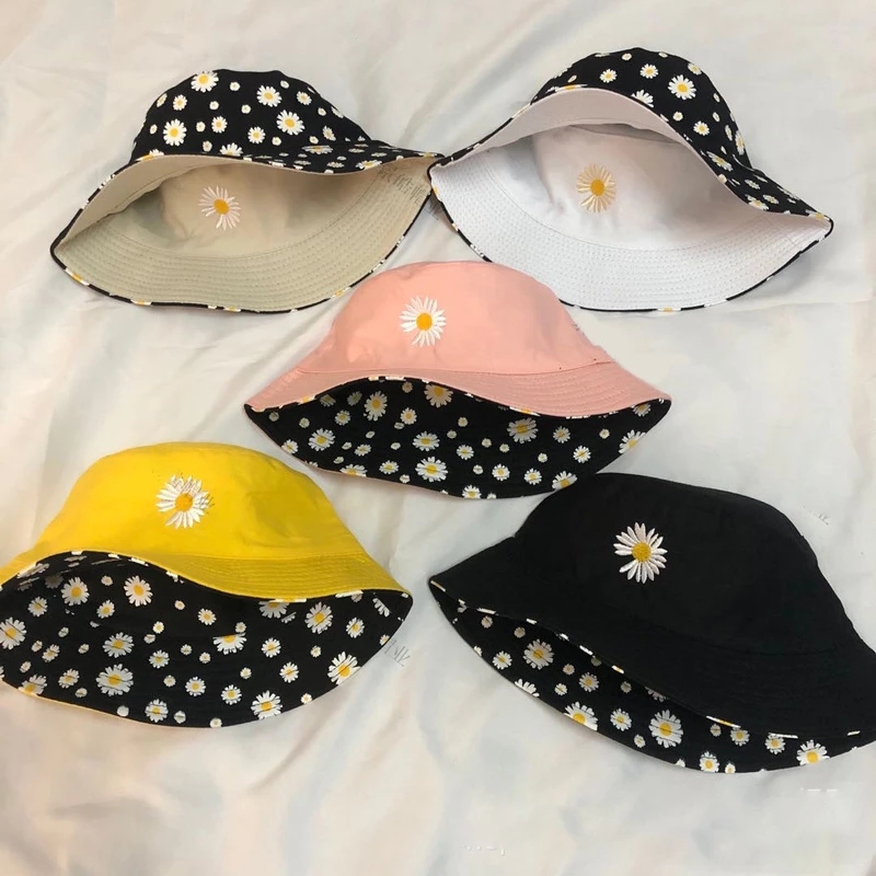 Summer Daisy Double-Sided  Buc - Bucket Hat Embroidered 评论和价格