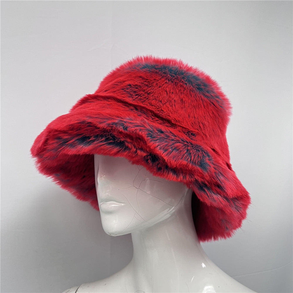 Fluffy Artificial Fur Bucket H - Bucket Hat Embroidered 评论和价格