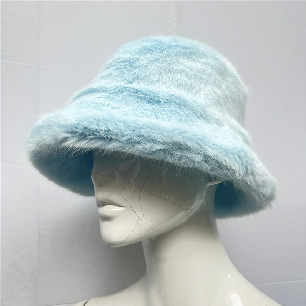 Fluffy Artificial Fur Bucket H - Bucket Hat Embroidered 评论和价格