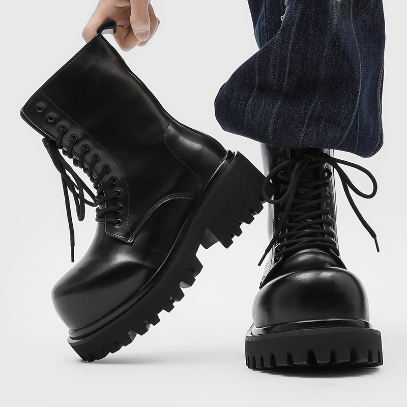 High Top Leather Boots for Cou - Street Fashion Plus Size 评论和价格