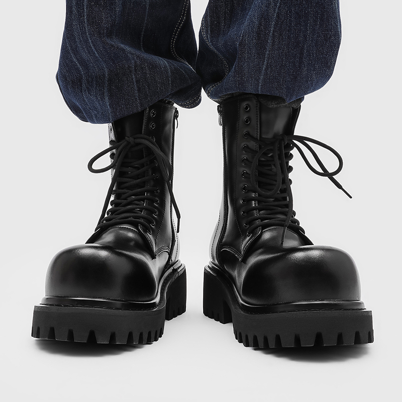 High Top Leather Boots for Cou - Street Fashion Plus Size 评论和价格
