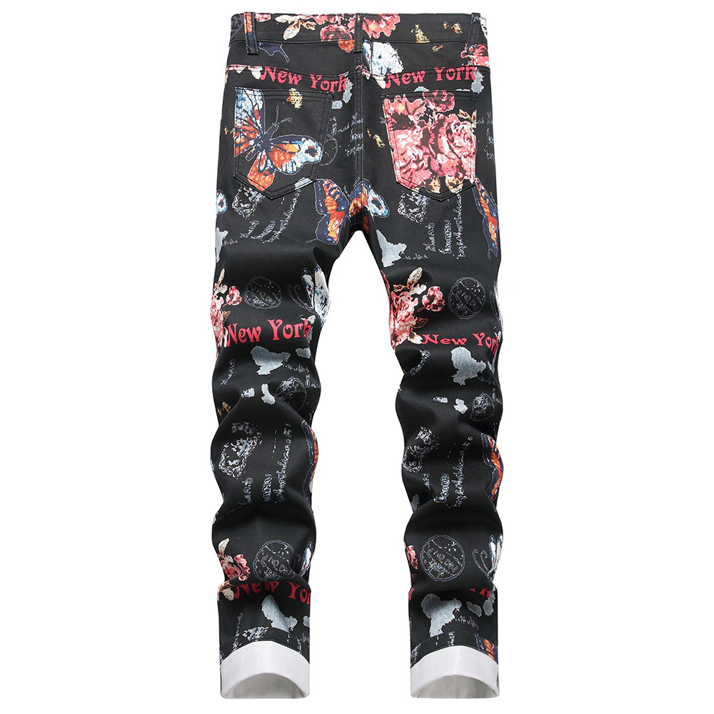 Men Digital Print Jeans Fashio - Street Fashion Of New York 评论和价格