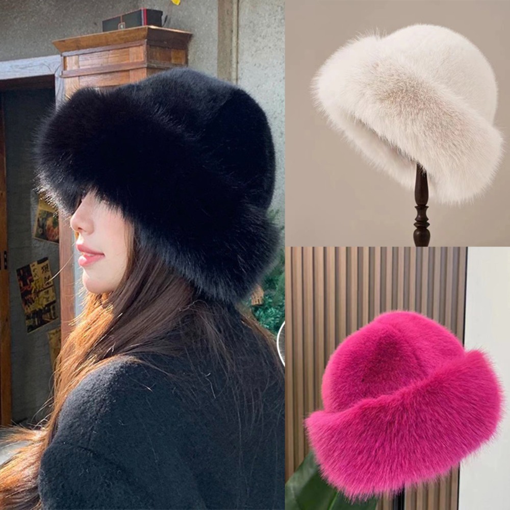 Women's Fluffy Fur Bucket Hat  - Bucket Hat Embroidered 评论和价格