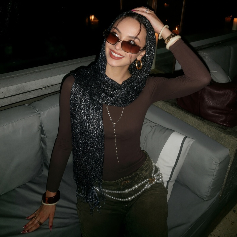 Glitter Metallic Tassel Shawl  - Bandana Multi Way 评论和价格