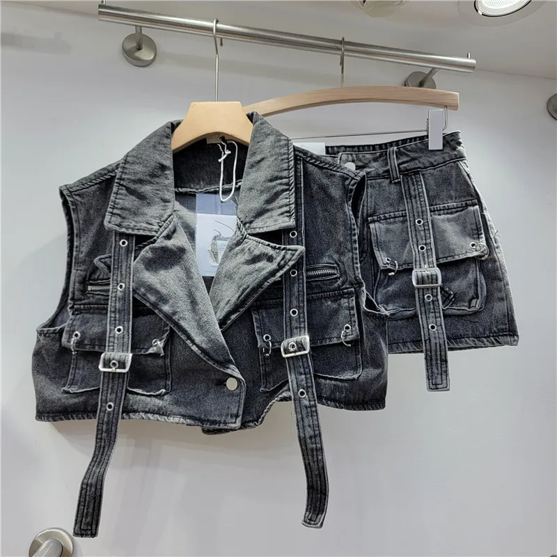 Fashion Denim Women's Set Slee - Street Fashion Vest 评论和价格
