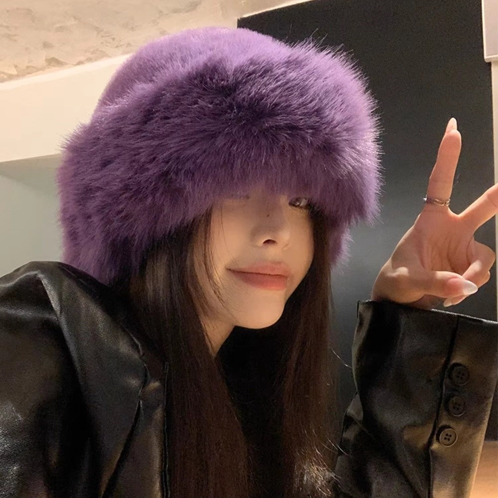 Fashion Headwear Fluffy Fur Wi - Bucket Hat Embroidered 评论和价格
